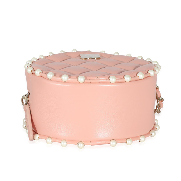 Chanel Pink Quilted Calfskin Pearl Round Clutch With Chain - Picture 5 of 8